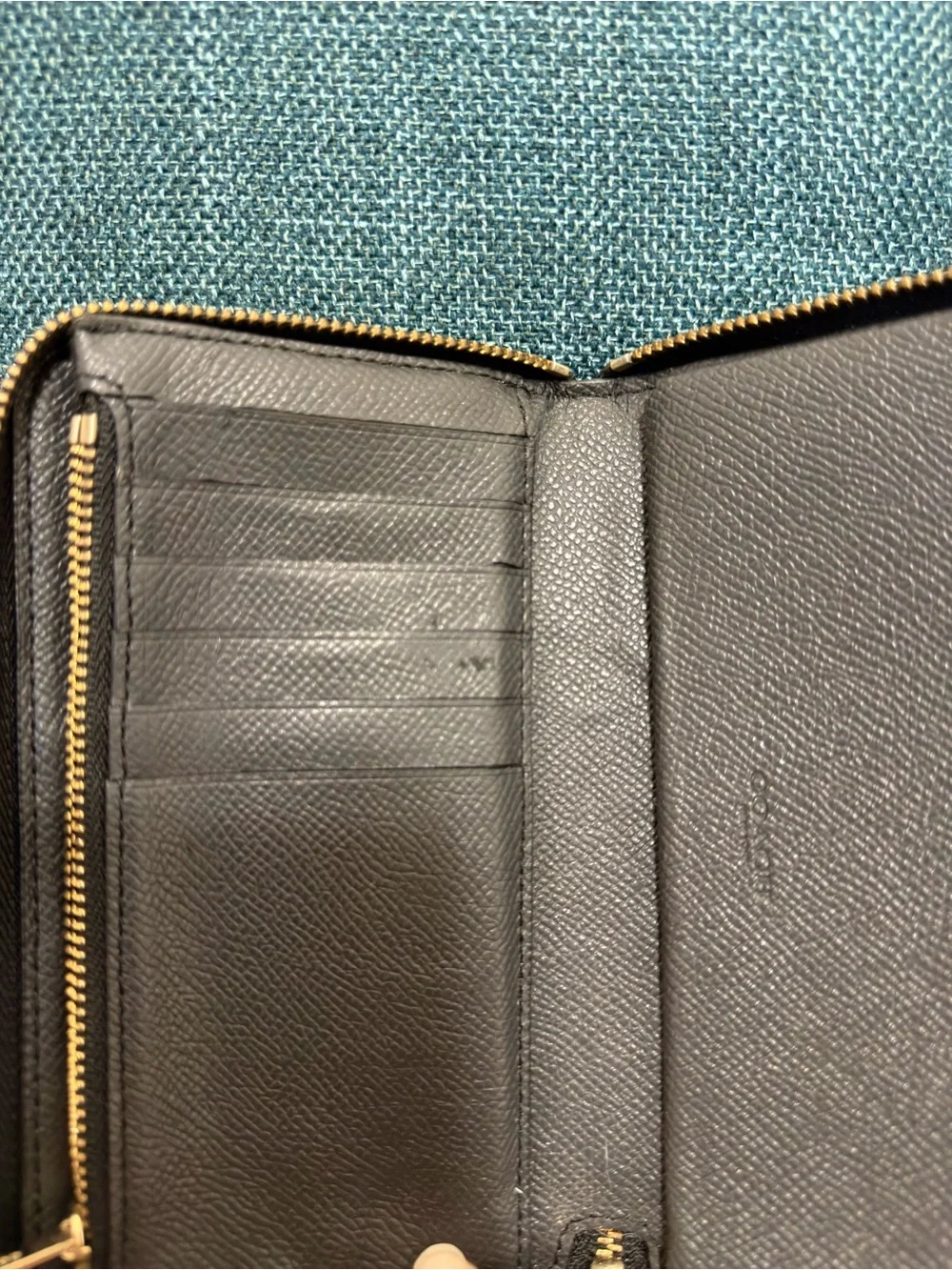 Coach Black Patent Signature Wristlet with Gold Logo